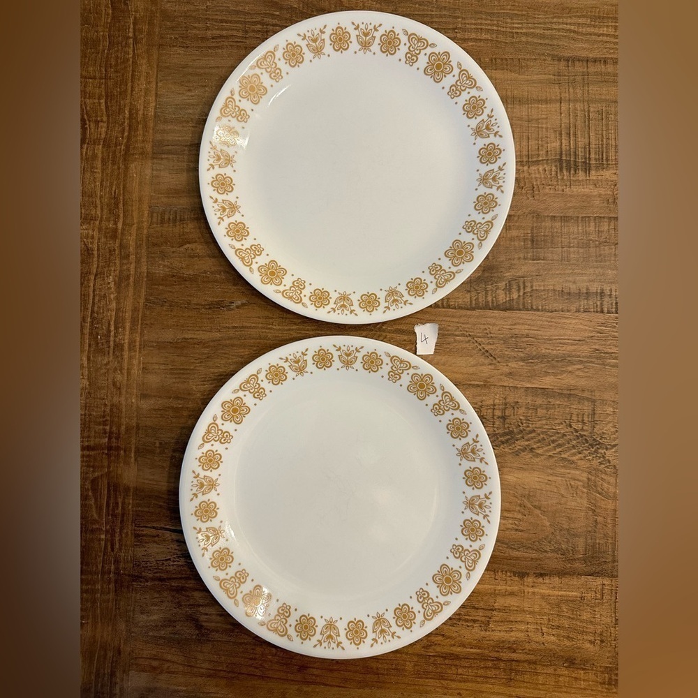 Corelle Butterfly Gold pattern Two Dinner Plates Excellent shape.